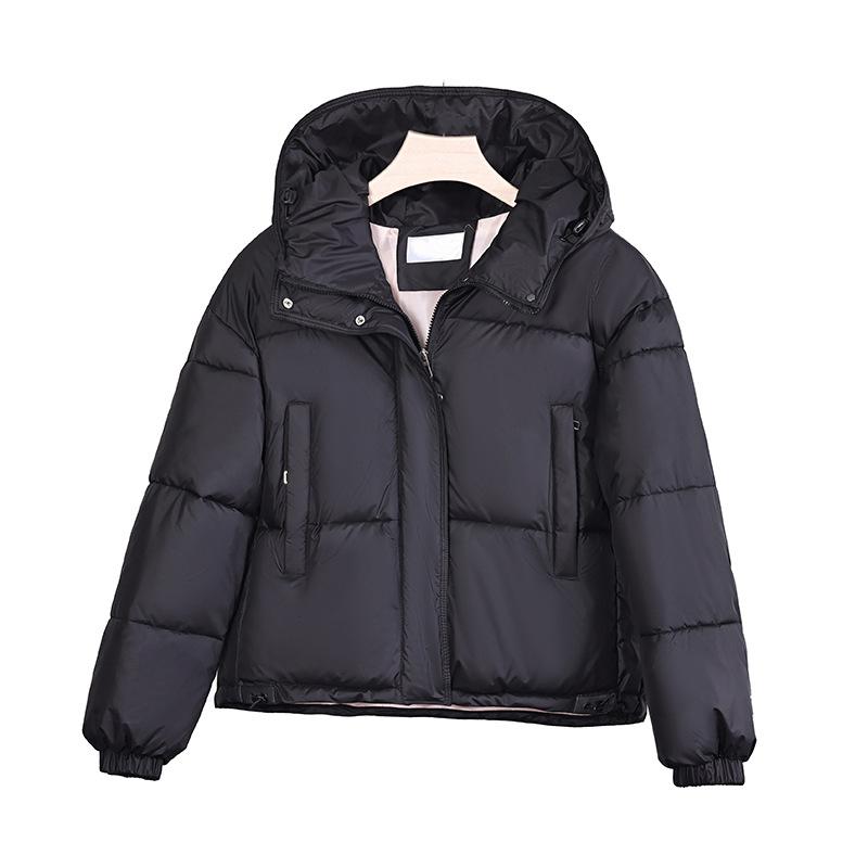 Solid color cotton-padded women's winter small man hooded cotton-padded jacket warm jacket