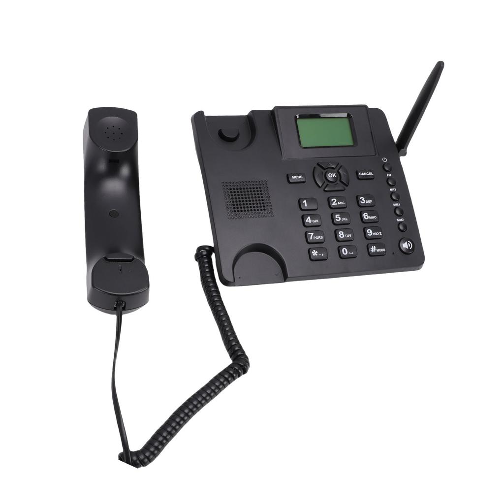 Kabelloses GSM-Tischtelefon Quadband Dual-SIM-Karte 2G Festnetz-Schnurlostelefon mit Antenne Radio Wecker für Anrufe zu Hause