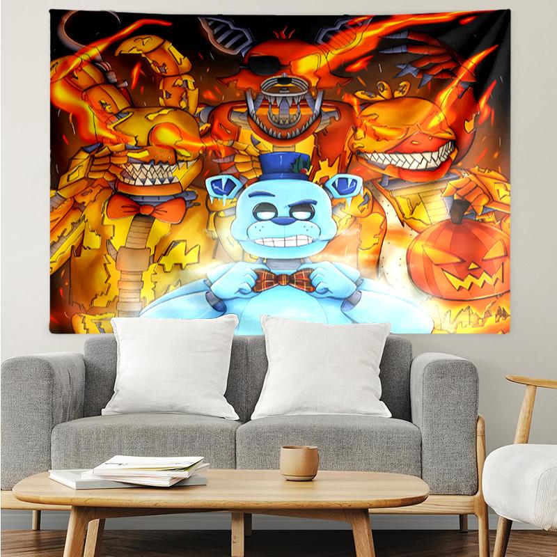 Five Nights At Freddy's2 Tapestry for Bedroom Aesthetic Classroom Tapestries Wall Hanging for Living Room Dorm Office,Ideal Creative Gift
