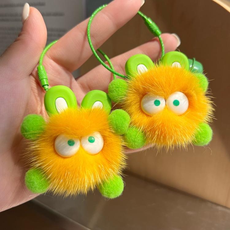 Cute Mink Hair Small Briquettes Car Keychain Pendant Ugly Things Ins Internet Celebrity Hair Pom-pom Book Bag Pendant