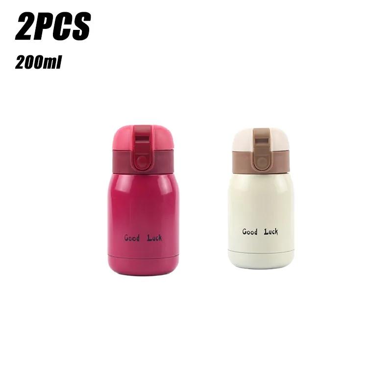 1-2PCS New Design Small Mini Pop-up Lid Portable Double Wall Insulated Stainless Steel Water Bottle For Kids