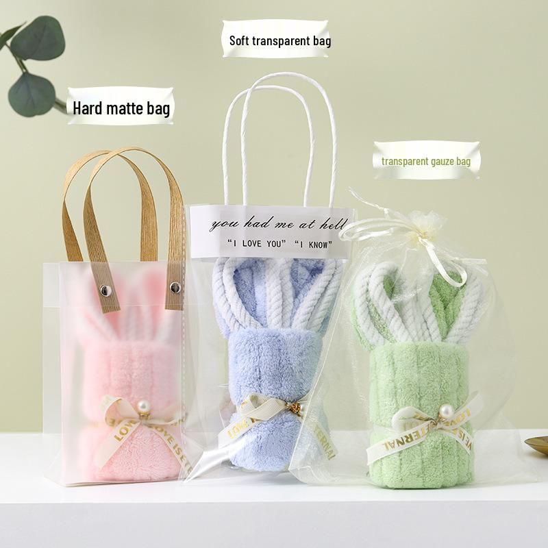 Cute Rabbit-Shaped Coral Fleece Souvenir Towel for Weddings and Events