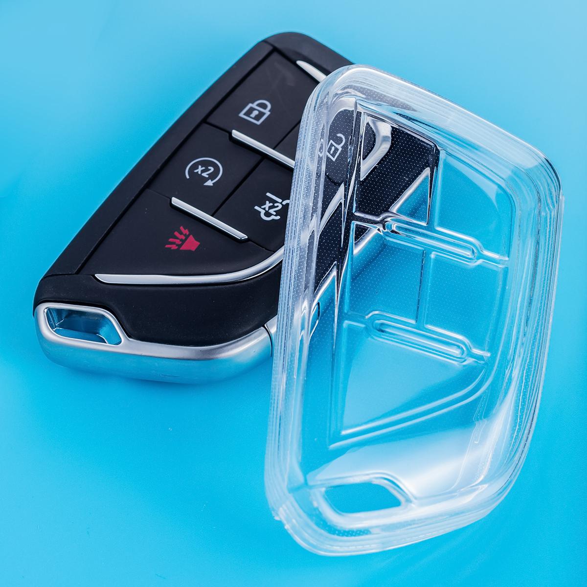 

Slim Car Key Fob Case Cover Keychain Holder For Cadillac Lyriq XT4 CT4 CT5 Accessories Black Transparent