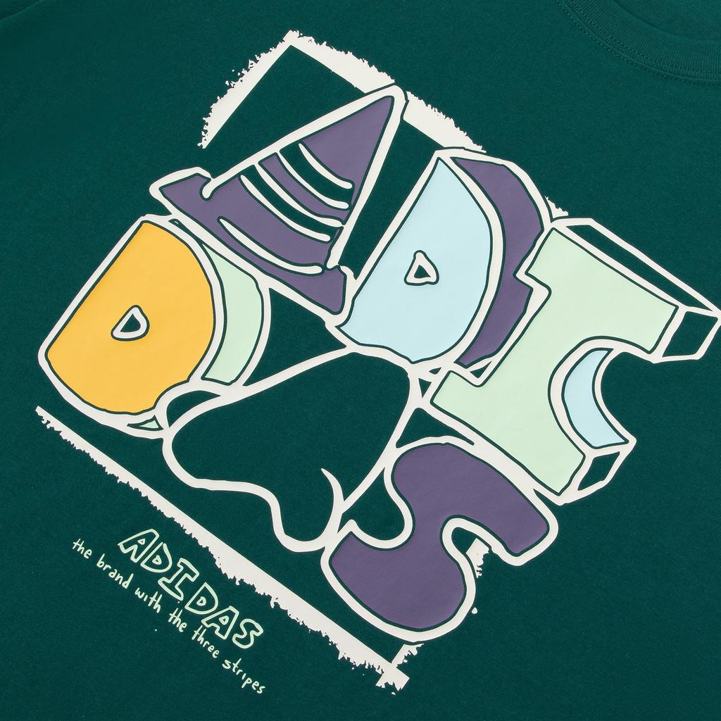 Adidas Graphic T-Shirt Cartoon Letter Print Sports Casual Short Sleeve Men Tops Forest-Green JN4891