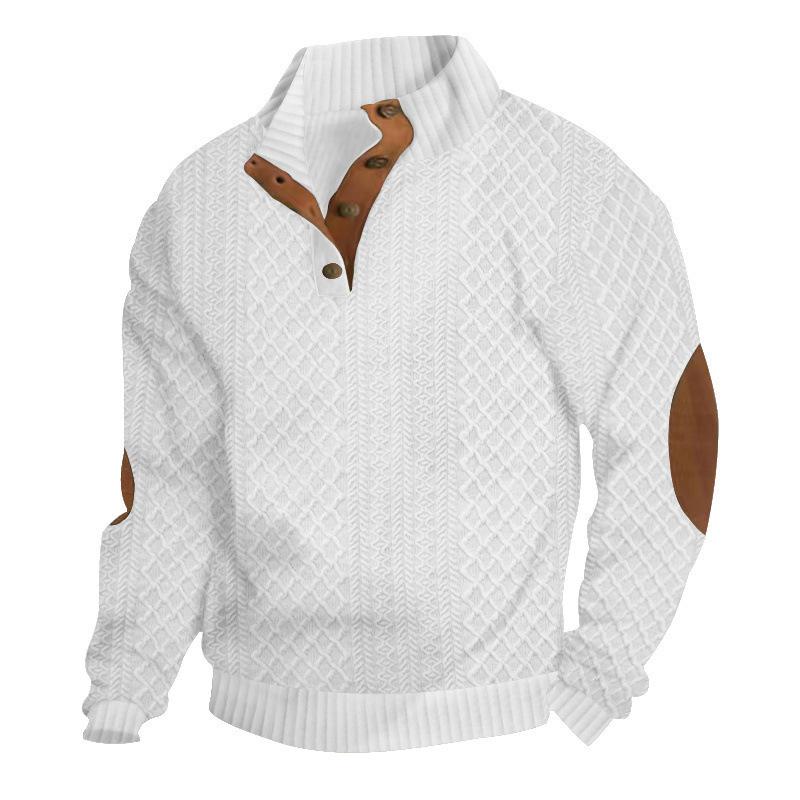 Men S Vintage Stand Collar Loose Jacquard Casual Sweatshirt For Autumn Winter