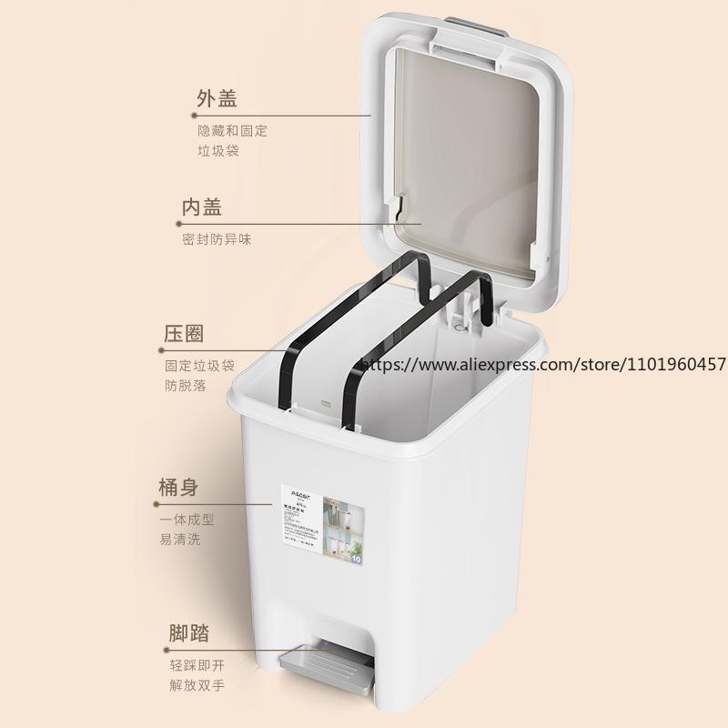 Step-On Trash Can with Lid Multi-Scene Garbage Bin for Home Kitchen Bathroom Living Room Bedroom Commercial Use