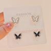 New Sweet, Cool Black, Red and White Butterfly Earrings, Niche Design, Light Luxury and High-end Earrings.