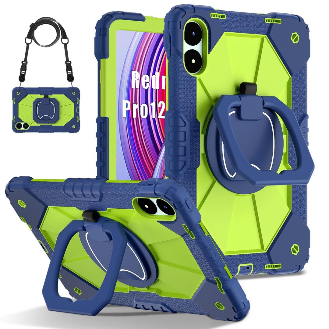 

Для Xiaomi Redmi Pad Pro.360° вращающаяся рукоятка прочная защитная подставка TPU+PC 3в1 противоударный противоударный чехол для планшетов и ПК Redmi Pad Pro темно-синий