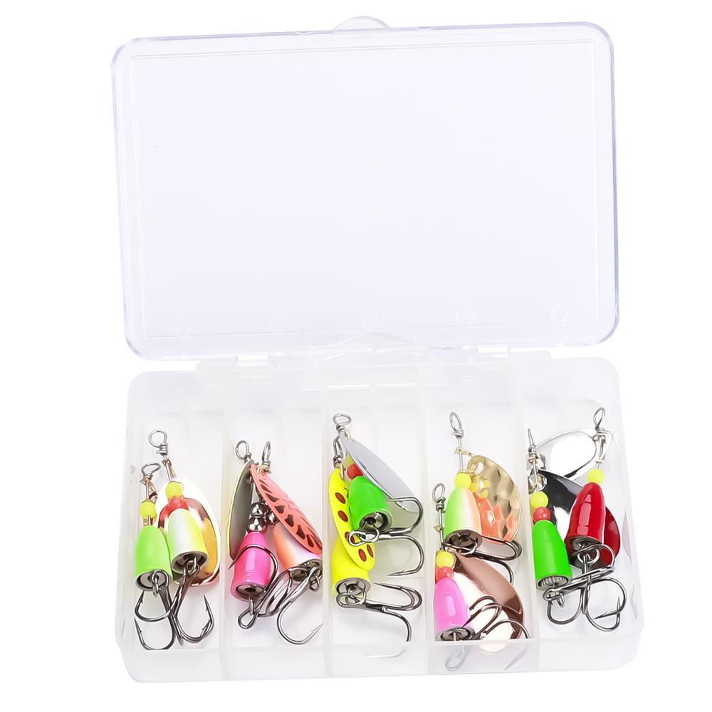10 stk Spinner Agn 4g 4,5g 5g Skjelokk Gjedde Metall med Diskantkroker Kunstig Bass Agn Fiskelokk