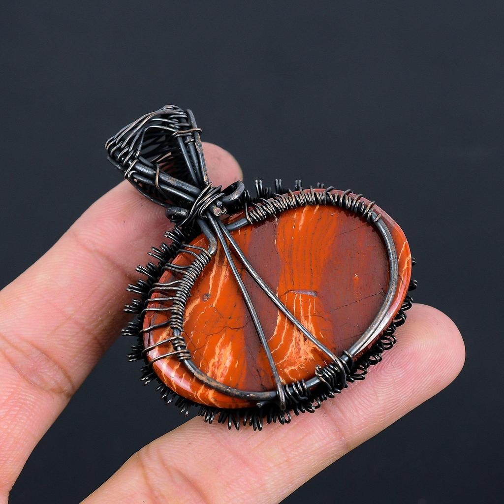 Tree Of Life River Jasper Gemstone Copper Wire Wrap Jewelry Handmade Pendant For Mom