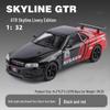 1:32 GTR R34 Low-Rider Sports Car Model with Opening Doors, Four-Wheel Suspension, Alloy Build, Sound and Light, Pull-Back Simulation