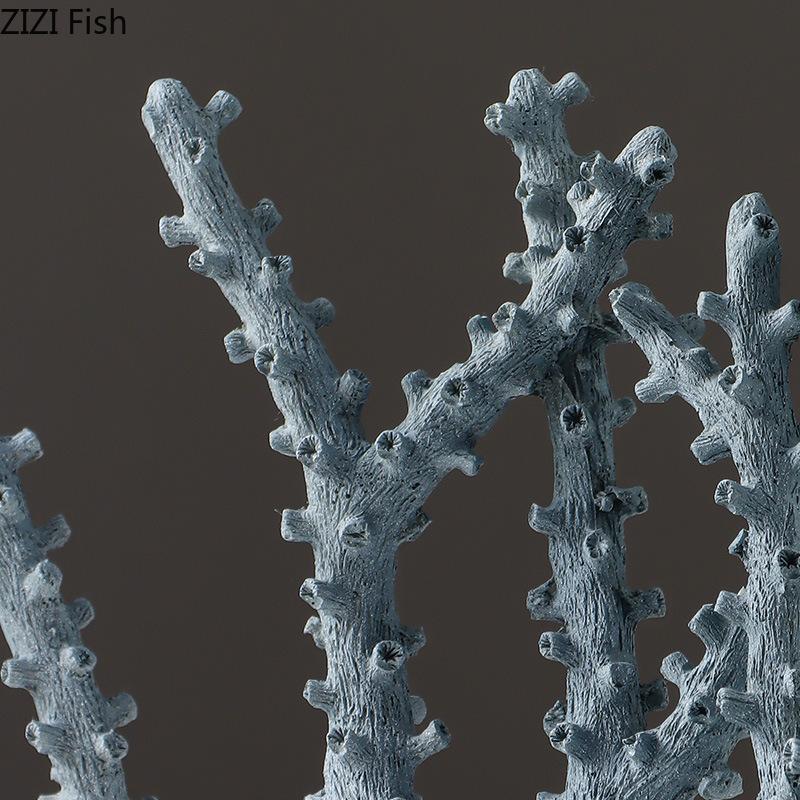 Light Blue Coral Ornaments Resin Handicrafts Table Decoration Simulation Coral Sculpture Modern Artwork Room Aesthetic Decor