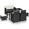6 Piece Garden Dining Set with Cushions Poly Rattan Black