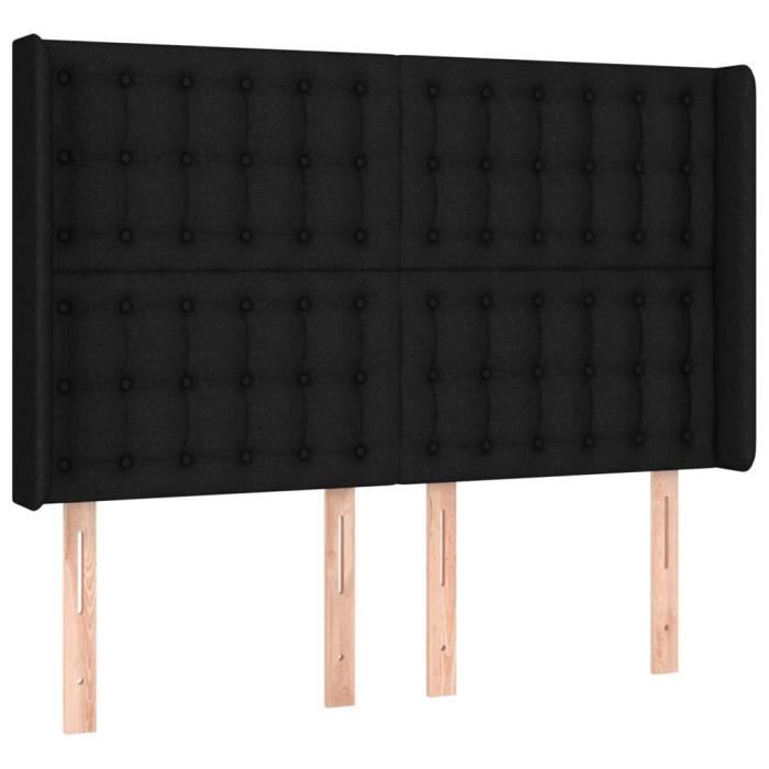 VidaXL Tête de lit avec oreilles Noir 147x16x118-128 cm Tissu3120014