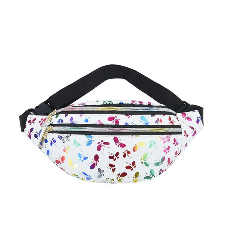 

Butterfly Printed Waist Bag Women Pack Colorful Bum Bag Travel Cartoon Belt`s Bag Festival Phone Pouch Purse