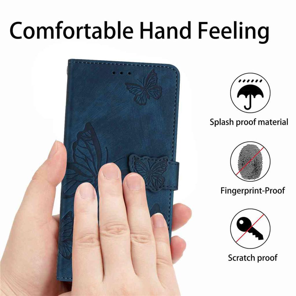For iPhone 7 8 XS 11 12 13 14 15 16 17 Series Faux Leather Wallet Case with Butterfly Design,Card Slots & Shockproof Protection