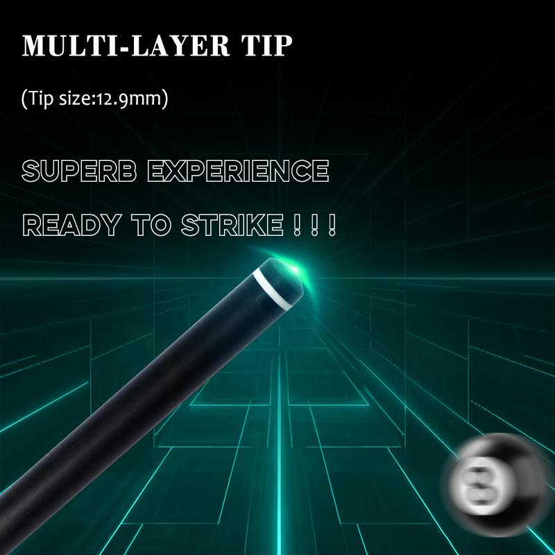 OKHEALING Kohlefaser Billard Queue Billardstöcke Schwarze Technologie Geringe Ablenkung Break Queue 12,9 mm Spitze Uni-loc Verbindung 1474mm/58in