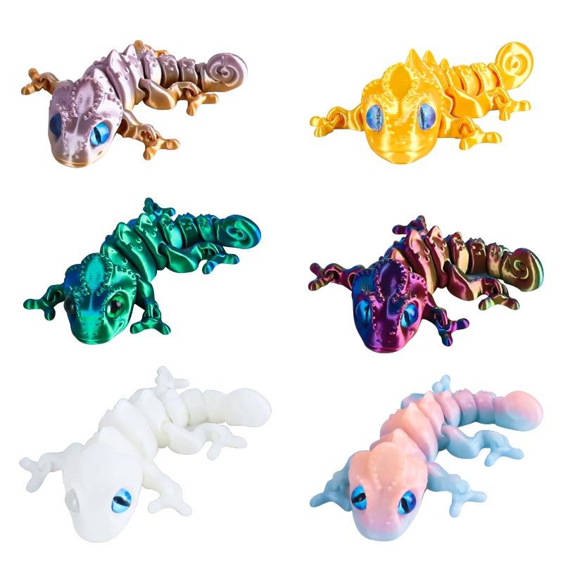 3D-gedrucktes Chamäleon-Echsen-Spielzeug - Gelenkige flexible Gelenke, Stressabbau Fidget-Spielzeug, Coole Schreibtischdekoration für Zuhause & Büro