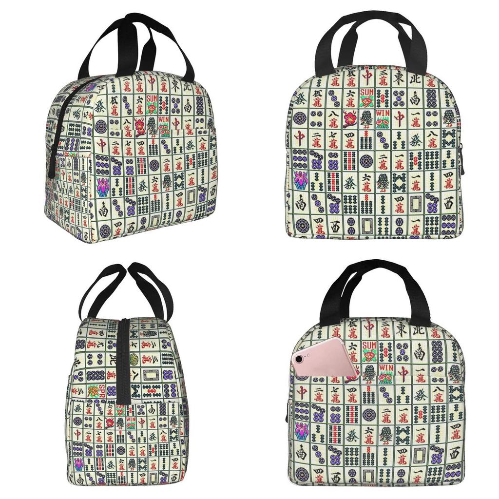 Mahjong Insulated Lunch Bag for Kids School Cooler Thermal Food Box Tote Leakproof Lunch Boxes Container