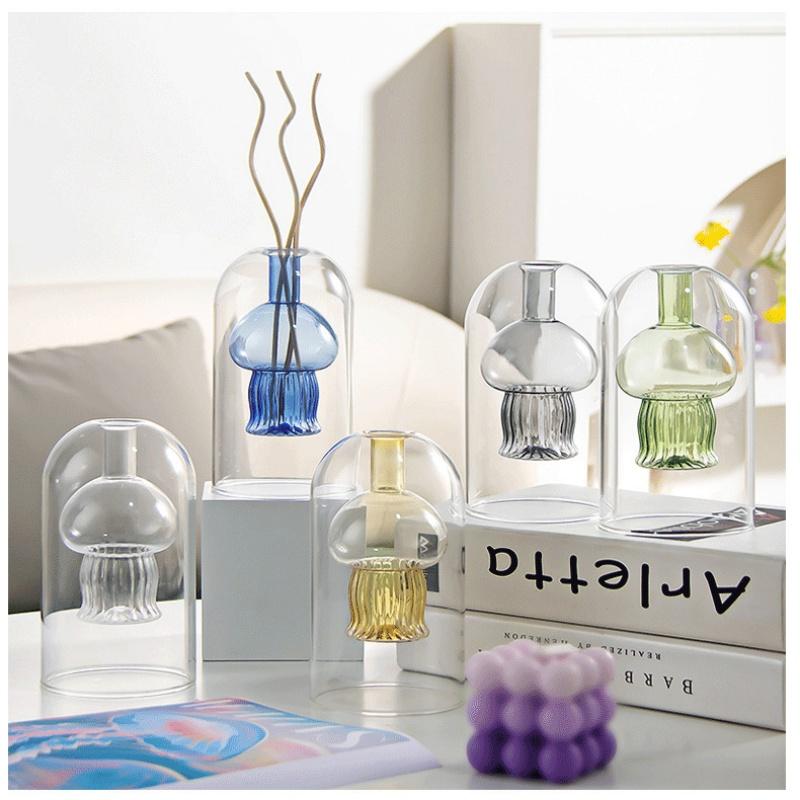 Glass Candlestick Cartoon Jellyfish Candle Holder Ocean Scented Bottle Essential Oil Candle Stick Holder Home Decoration