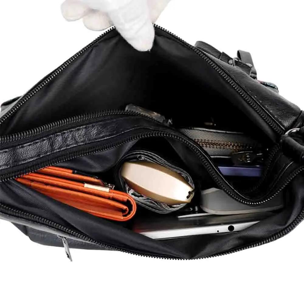 Luxury Soft Leather Women Messenger Shoulder Handbags and Purses Flowers Multi-pocket Crossbody Mommy Bag Ladies Sac
