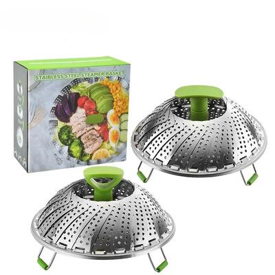 11 Inches 9 Inches Steel Folding Steamer Basket Steel Telescopic Steamer Steamer Steamed Vegetable Fish Drain Basket