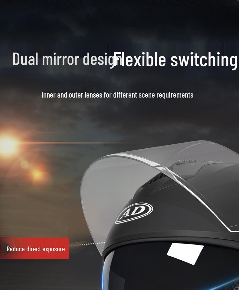 3C Certified Flip-Up Motorcycle Helmet with Dual Mirrors for All Seasons - Unisex Full Face Design for Winter