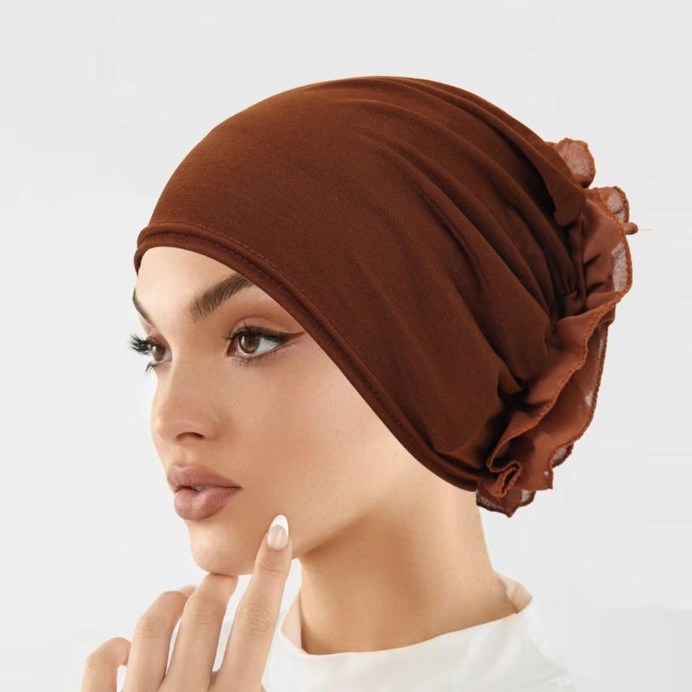 Wrap Style Flower Turban Hat Elastic Islamic Headband Fashion Hijab Caps  Hair Loss