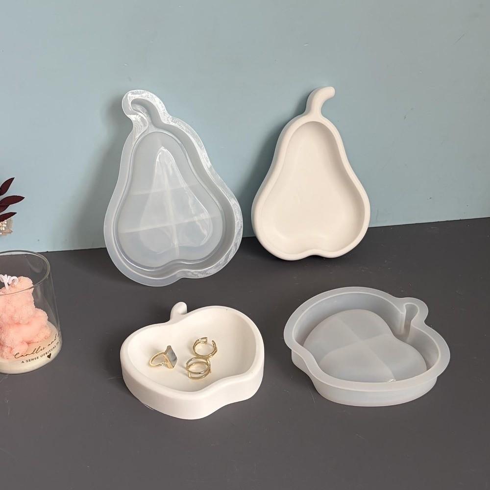 Fruit-Shaped Silicone Storage Tray Apple Pear Shape Fruit Dish Mold Jewelry Tray