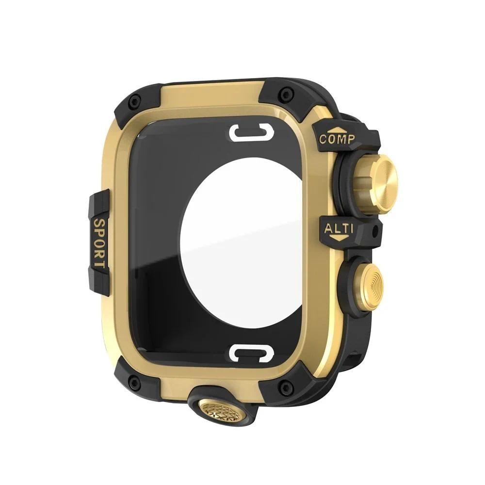 

Aluminum Alloy Case Metal Bumper Screen Film+Framefor Apple Watch Series 9 8 7 45mm for iWatch 654SE 44mm Full Protective Cover For iwatch 44mm