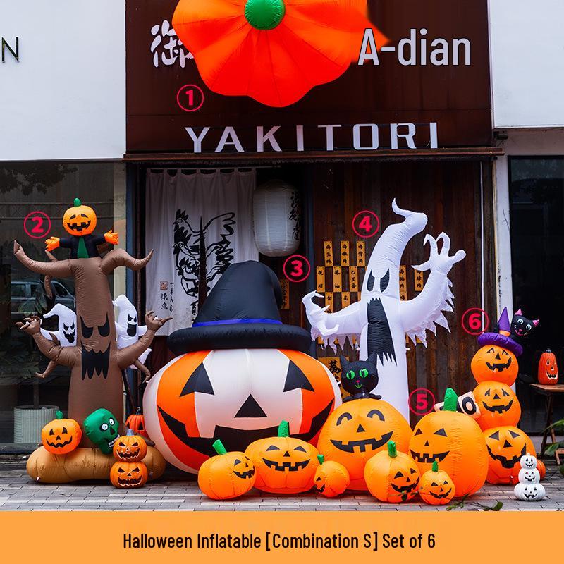 Large Halloween Pumpkin Lantern with Ghost and Spider Décor