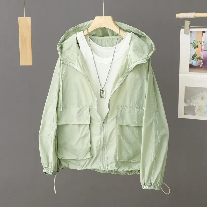 Women Summer Loose Thin Design Breathable Sunscreen Coat Outdoor Thin Quick-Drying Top