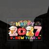 2D Flat Print Happy New Year Window Stickers Large Size 5D Window Glass Decor  Family Holiday