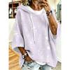 Women's Hooded Top, Taro Purple Small Floral Print, Loose Drop Shoulder Sleeves, Sweet Pastoral Style,