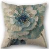 Indigold Watercolor Flower Pillow Cover Blue Bird Floral Cushion 45X45Cm Linen Pillowcase Decoration Salon Cushion Cover