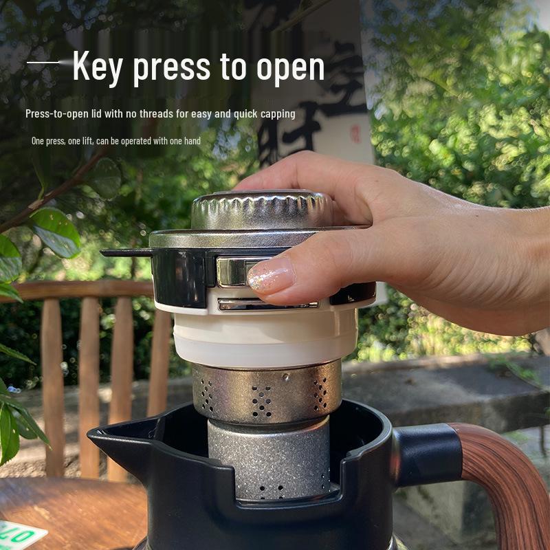 Pure Titanium Insulated Stewing Pot with Handle and Smart Temperature Display for Tea, Coffee, and Water Separation, Large Capacity.