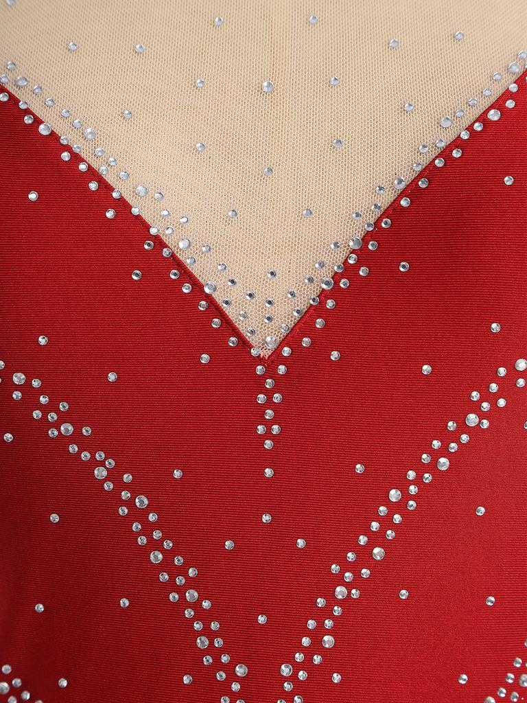 Pailletten Fransen Body für Damen Neckholder Jazz Latin Tanz Samba Chacha Quaste Leotard Akrobat Kostüm