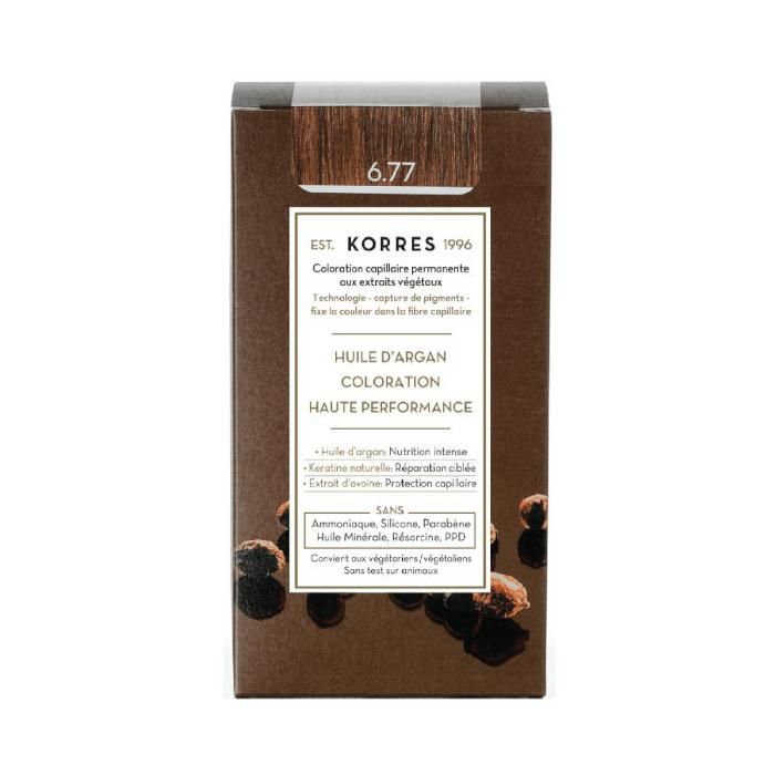 Korres huile d'argan coloration 6.77 blond foncé marron intense
