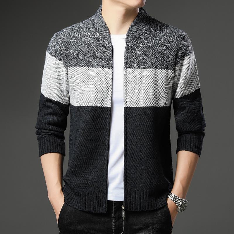 Autumn Thickened Long Sleeve Stand Collar Knitted Cardigan