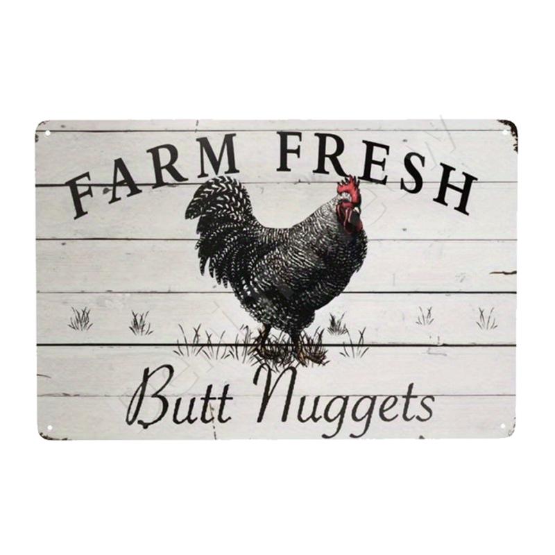 The Fluffy Butt Hut Vintage Retro Metal Sign Hot Chicks Funny Wall Art Sign Welcome To Our Coop Kitchen Farmhouse Wall Decor