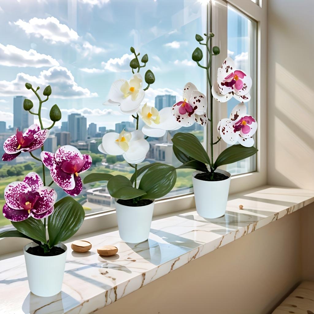 1/3pcs Realistic Fake Orchid Stems, Premium Plastic for Indoor Outdoor, Low Maintenance Home & Office Decor, Artificial Flowers
