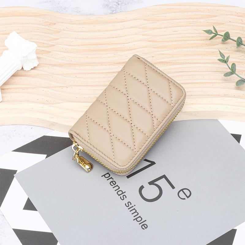 High-end Exquisite Sheepskin Small Card Bag Women's Fashionable Embroidered Zipper Organ ID Multi-card Change Purse