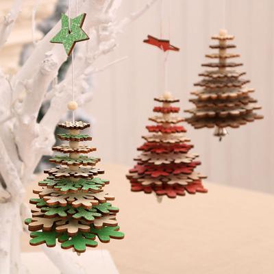 Christmas Decorations Wooden Bell Pendants Wind Chimes Pendants Christmas Tree Three-dimensional Small Pendants Christmas Gifts