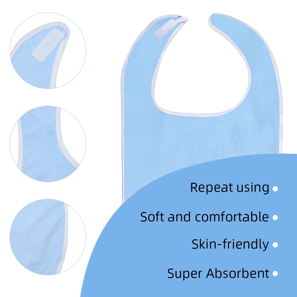 HANNEA Soft Towel Adult Bib with Hoop and Loop Closure, 30 Inch