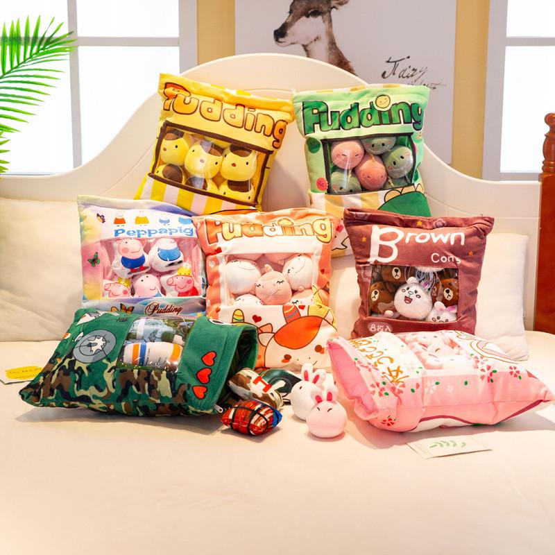 Cartoon Snack Bag Plush Pillow With Animal Shapes For Office Decor And Cozy Comfort