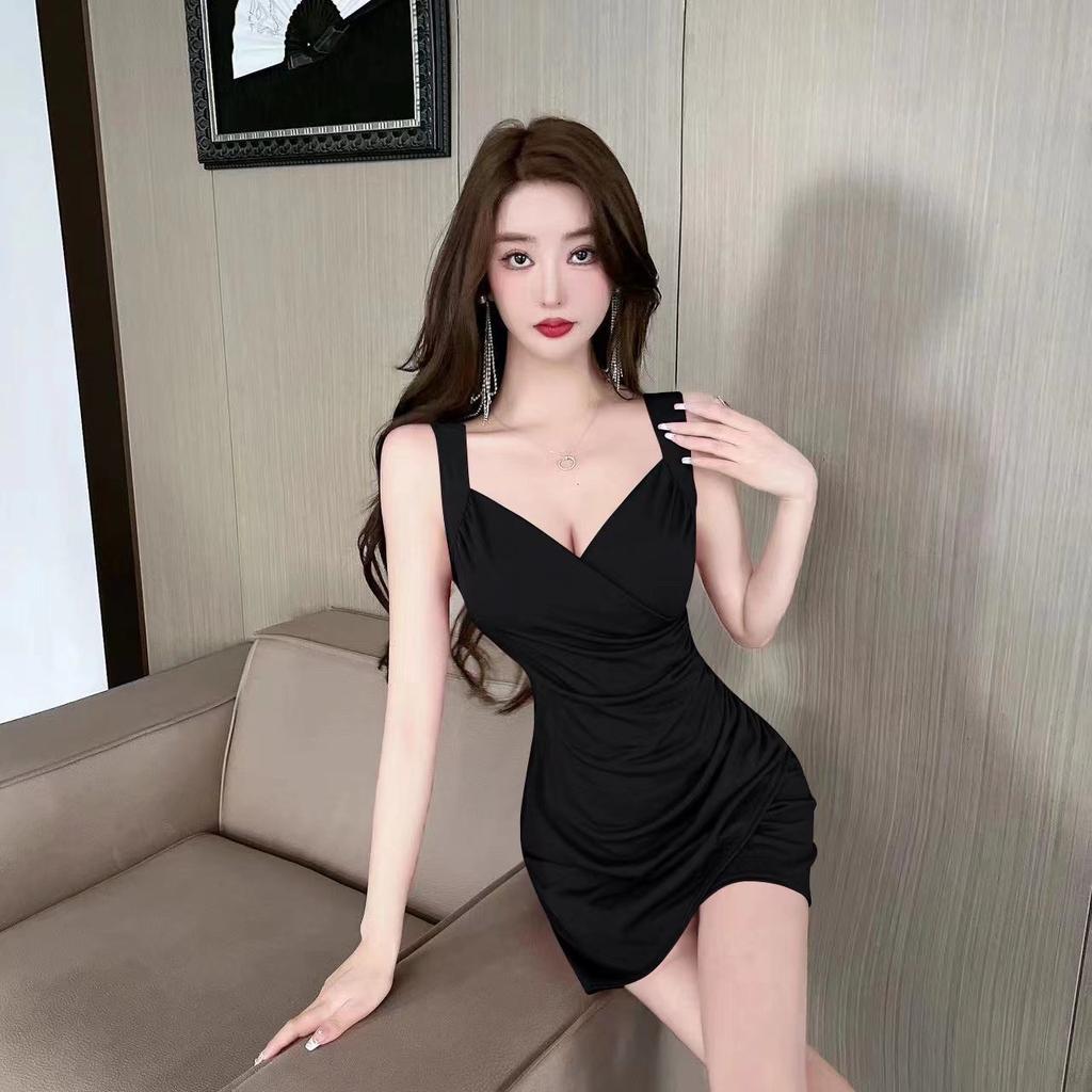 Sexy Low-cut Vest Summer Wear Women's Temperament Skirt Design Sense Backless Base Fashion Show Figure Suspender Dress