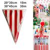10/30M Carnival Theme Party Flag Decorations White Striped Pennant Triangle Bunting For Circus Birthday Party Decoration