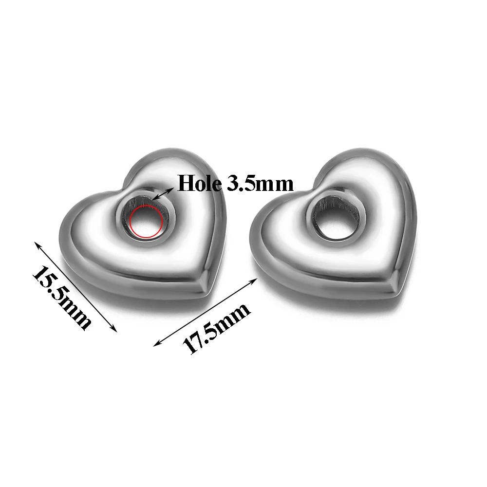 5pcs Stainless Steel Big Hole Heart Charms Pendants for DIY Jewelry Findings Women Necklace Bracelets Supplies Earrings Making