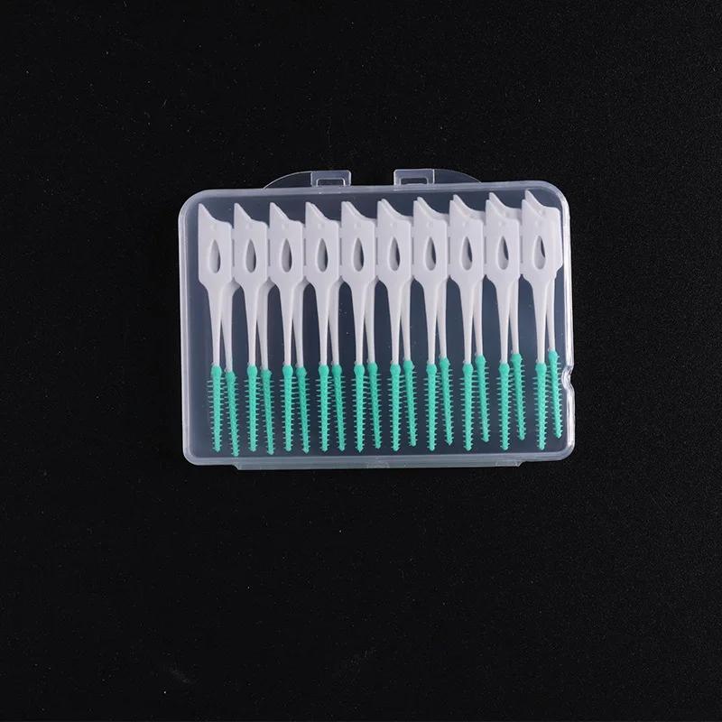Interdental Silicone Brushes 20 Units Dental Toothpicks Brush Between Teeth Silicone Toothpicks With Thread Oral Cleaning Tools