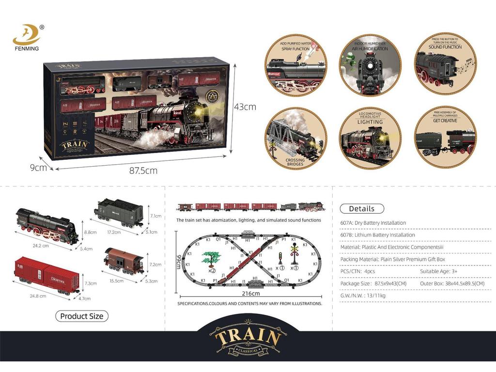 Retro Zestaw Torów Kolei Parowej - Elektryczna Zabawka dla Dzieci